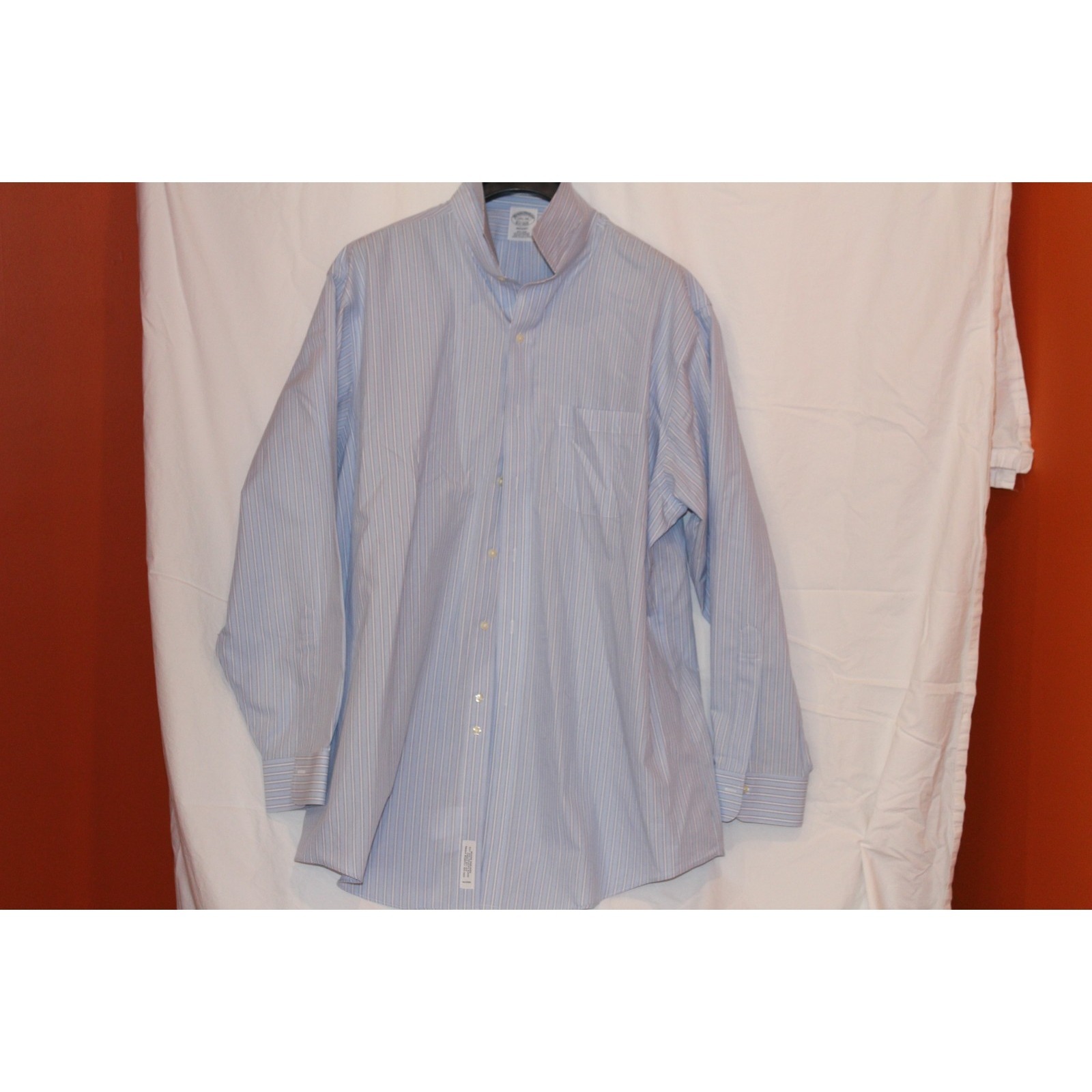 Brooks Brothers Regent Non Iron Shirt 17.5 34 Supima Cotton Blue Stripe Dress